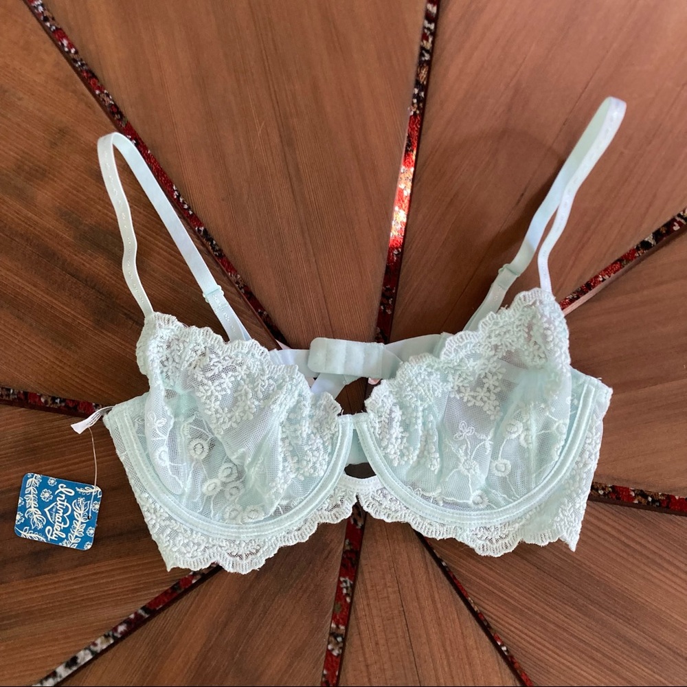 Free People Daydreamer Balconette Lace Unlined Bra Ice Fog Size 34C